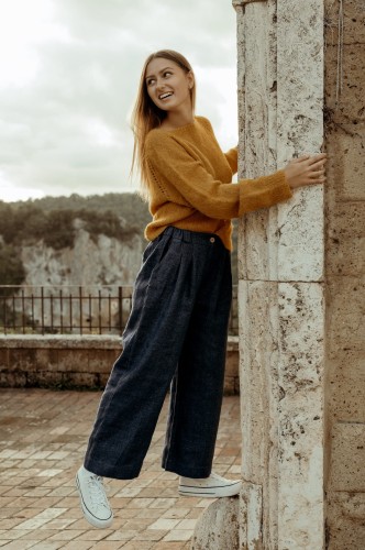 spodnie len + wełna