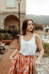 Top Marie dekolt U 100% dzianina lniana