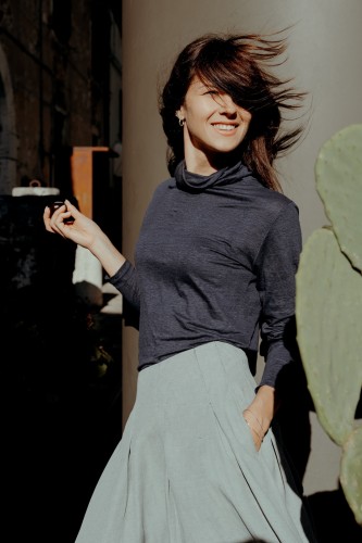 Golf z dzianiny lnianej